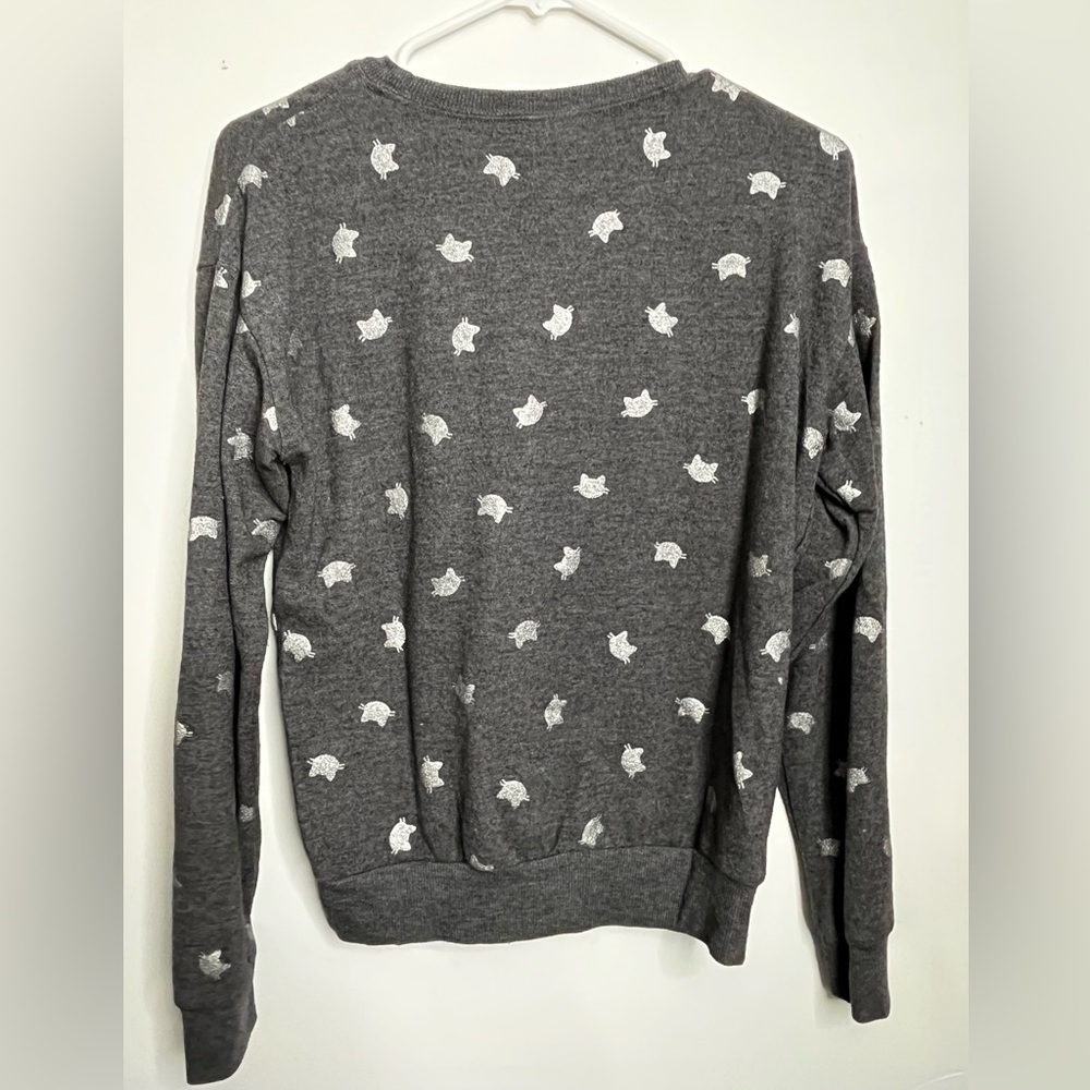 Cat Face Head Sweater / silver and gray Modern Lux Brand Size XS - Picture 6 of 6
